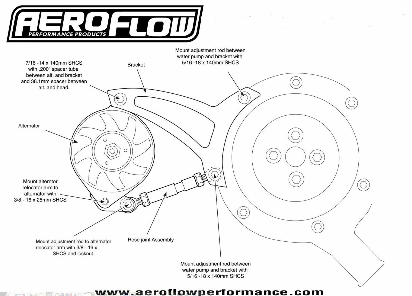 FORD WINDSOR 289 302 AEROFLOW PASSENGER SIDE BILLET ALTERNATOR BRACKET