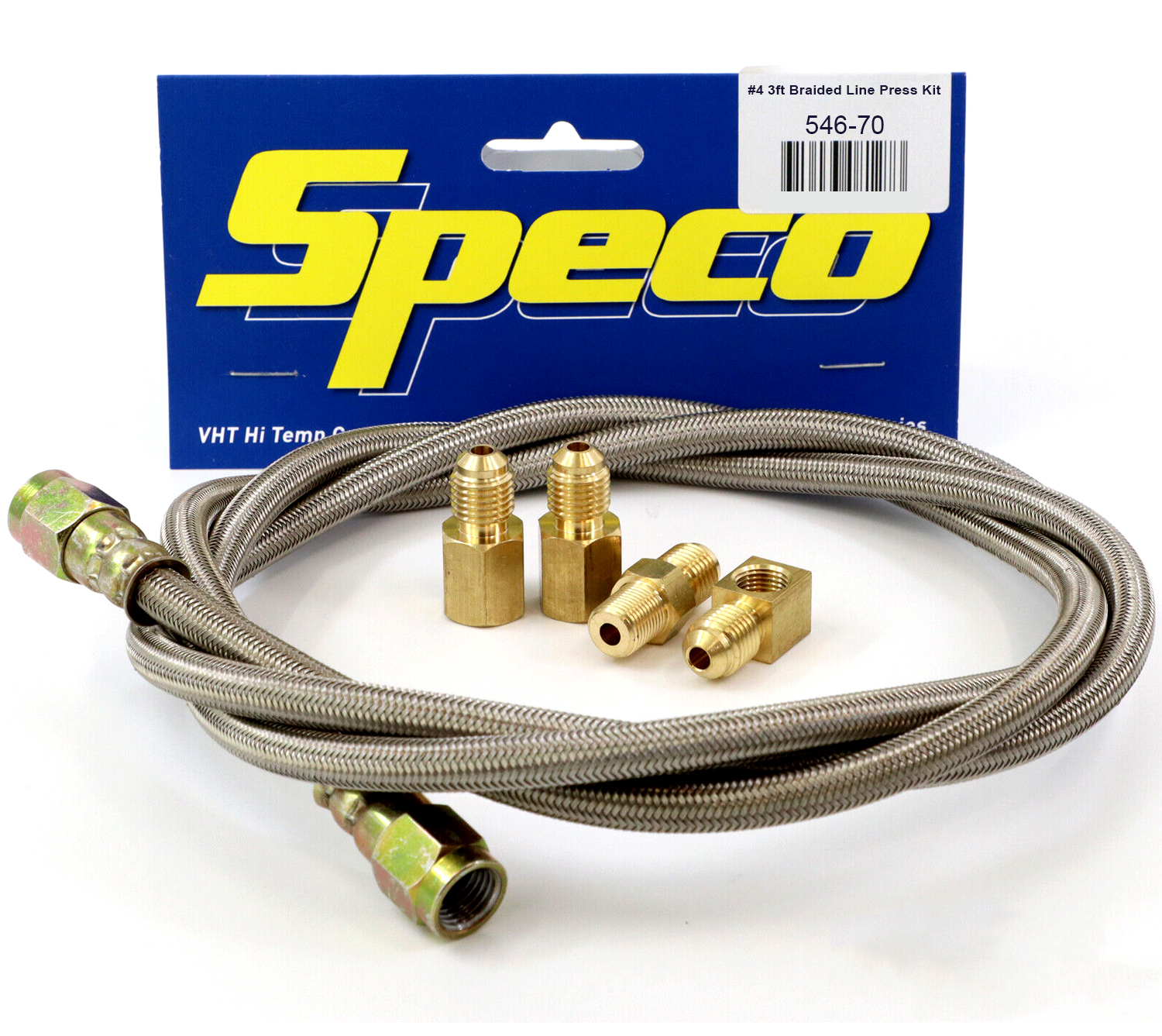 Speco 546-71 Braided Line - 1.5m (5ft) 4AN To 1/8 NPT For Oil/Fuel Pressure Gauge