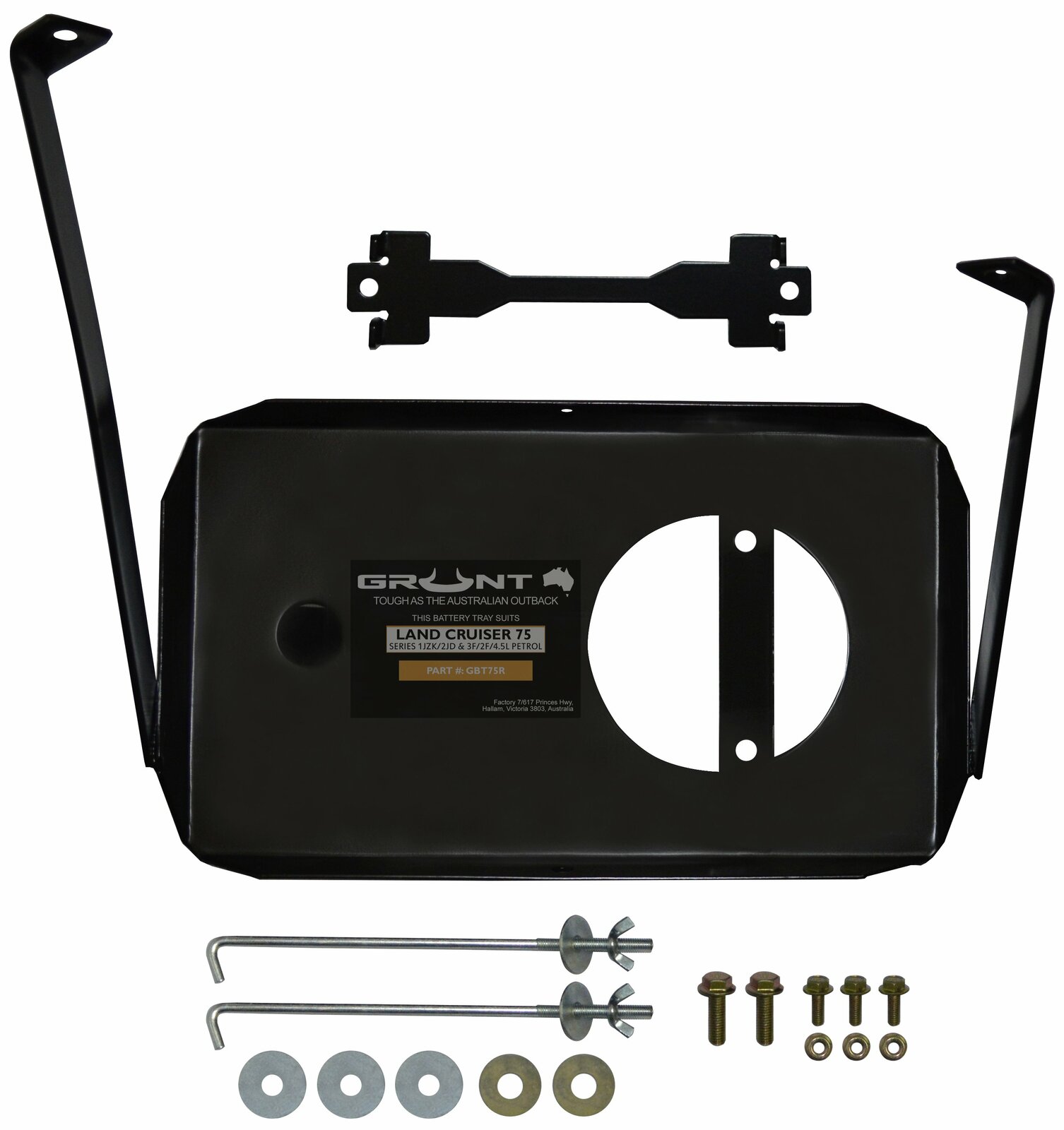 Grunt 4x4 Dual battery tray for Toyota Landcruiser 75 Series Rear Mount