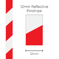 SAAS Pinstripe Reflective Red/White 12mm X 1 Metre 11400