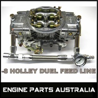 -8 HOLLEY DUEL FUEL RAIL INLET LINE KIT BRAIDED WITH 15PS1 FUEL PRESSURE GAUGE 