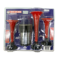 Autotecnica Triple Tone Air Horns Red 12v 20/06M
