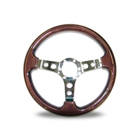 Autotecnica Dino Woodgrain Polished Spoke Universal Steering Wheel 350mm Diameter 22/211CT