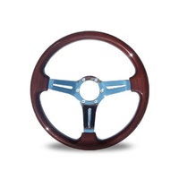 Autotecnica Indy Woodgrain Polished Spoke Universal Steering Wheel 350mm Diameter 22/212CT