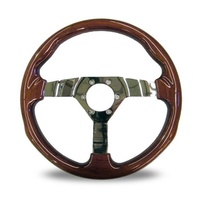 Autotecnica Raceway Woodgrain & Chrome Spoke Steering Wheel 350mm Diameter 22/500C