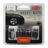 SAAS Wheel Nuts Acorn Taper 7/16 Chrome 35mm 5Pk 235205