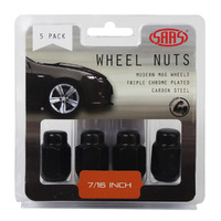 SAAS Wheel Nuts Acorn Taper 7/16 Black 35mm 5Pk 235205BC