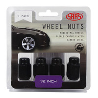 SAAS Wheel Nuts Acorn Taper 1/2 Black 35mm 5Pk 235215BC