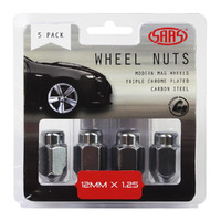 SAAS Wheel Nuts Acorn Taper 12 X 1.25 Chrome 35mm 5Pk 235255