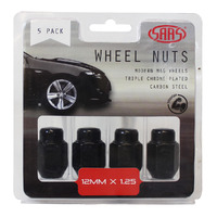 SAAS Wheel Nuts Acorn Taper 12 X 1.25 Black 35mm 5Pk 235255BC