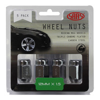 SAAS Wheel Nuts Acorn Taper 12 X 1.50 Chrome 35mm 5Pk 235265