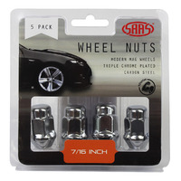 SAAS Wheel Nuts Acorn Bulge 7/16"Chrome 35mm 5Pk 335305