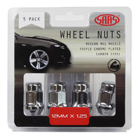 SAAS Wheel Nuts Acorn Bulge 12 x 1.25 Chrome 35mm 5Pk 335355