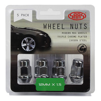 SAAS Wheel Nuts Acorn Bulge 12 x 1.50 Chrome 35mm 5Pk 335365