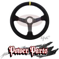 350MM DEEP DISH SPORTS RACING DRIFT RALLY CAR SUEDE STEERING WHEEL INC HORN NEW