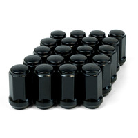 SAAS Wheel Nut Flat Head Bulge 14x 1.5 Black Chrome 45mm set of 20 44599BBC