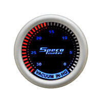 Speco Plasma Series Vacuum Gauge 2" black dial silver bezel 530-10
