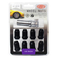SAAS Wheel Nuts S/D 6 Spline 1/2 Inc Key Black 10Pk 6330110BC
