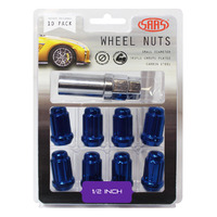 SAAS Wheel Nuts S/D 6 Spline 1/2 Inc Key Blue 10Pk 6330110BL