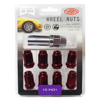 SAAS Wheel Nuts S/D 6 Spline 1/2 Inc Key Red 10Pk 6330110R