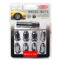 SAAS Wheel Nuts S/D 6 Spline 12 x 1.25 Inc Chr Key 10Pk 6330510