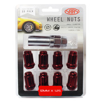 SAAS Wheel Nuts S/D 6 Spline 12 x 1.25 Inc Key Red 10Pk 6330510R