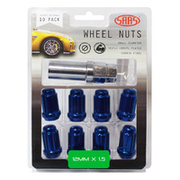 SAAS Wheel Nuts S/D 6 Spline 12 x 1.50 Inc Key Blue 10Pk 6330610BL