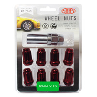 SAAS Wheel Nuts S/D 6 Spline 12 x 1.50 Inc Key Red 10Pk 6330610R