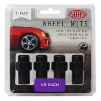 SAAS Wheel Nuts Mag 1/2" Black 43mm 5Pk 743415BC