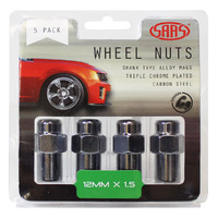 SAAS Wheel Nuts Mag 12 x 1.50 Chrome 43mm 5Pk 743465