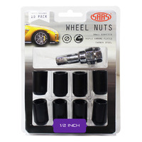 SAAS Wheel Nuts S/D Int Hex 1/2 Inc Key Black 10Pk 8330110BC