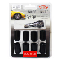 SAAS Wheel Nuts S/D Int Hex 12 x 1.25 Inc Key Black 10Pk 8330510BC