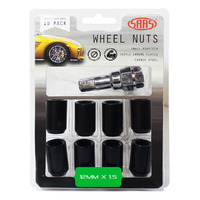 SAAS Wheel Nuts S/D Int Hex 12 x 1.50 Inc Key Black 10Pk 8330610BC