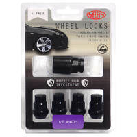 SAAS Wheel Stud Lock Nuts Splined Bulge 1/2" Black Pk 4 913021BC