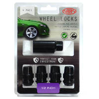 SAAS Wheel Stud Lock Nuts Splined Acorn Bulge 1/2" Black Pk 4 923321BC