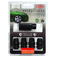 SAAS Wheel Stud Lock Nuts Splined Acorn Bulge 12mmx 1.25 Black Pk 4 923325BC