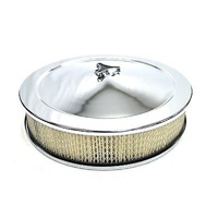Chrome Air Cleaner 14" x 3" Recessed Base Suits Holley Edelbrock etc 5-1/8" neck
