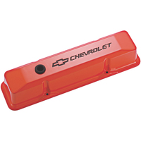 ACDelco Valve Covers Tall Die-Cast Aluminium Orange Powdercoated Bowtie Emblem Chevrolet Small Block Pair