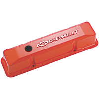 ACDelco Valve Covers Tall Die-Cast Aluminium Orange Powdercoated Bowtie Emblem Chevrolet Small Block Pair