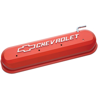 ACDelco Valve Cover Cast Aluminium Orange Powdercoated Chevrolet Logo Chevrolet Small Block LS Pair