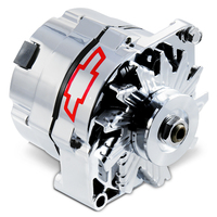 ACDelco Alternator Chrome Red Chevrolet Bowtie Emblem Internal Regulator V-Belt Pulley 70 Amp GM Each