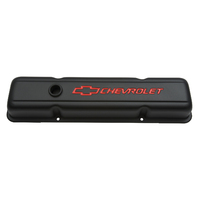 ACDelco Valve Covers Stock Height Steel Black Wrinkle Chevrolet Logo Chevrolet Small Block Pair