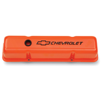 ACDelco Valve Covers Tall Steel Orange Painted Chevrolet Logo Chevrolet Small Block Pair