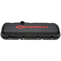 ACDelco Valve Covers Short With Baffle Steel Black Wrinkle Red Chevrolet Logo Chevrolet Big Block Pair