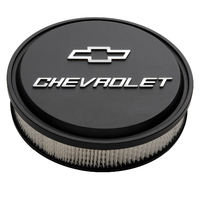 ACDelco Air Cleaners GM Licensed Chevrolet Slant-Edge Round Dropped Base Black Crinkle Chevrolet Logo Top 14 in. Diameter 3 in. Filter Height Each
