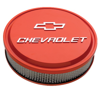 ACDelco Air Cleaners GM Licensed Chevrolet Slant-Edge Round Dropped Base Orange Powdercoat Chevrolet Logo Top 14 in. Diameter 3 in. Filter Height Each