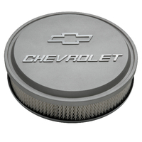 ACDelco Air Cleaners GM Licensed Chevrolet Slant-Edge Round Dropped Base Gray Crinkle Chevrolet Logo Top 14 in. Diameter 3 in. Filter Height Each