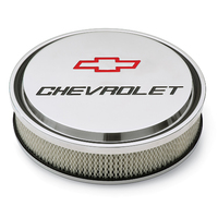 ACDelco in. CHEVROLET & BOWTIE EMBLEMin. DIE-CAST SLANT-EDGE AIR CLEANER KIT POLISHED RECESSED RED/BLACK EMBLEM