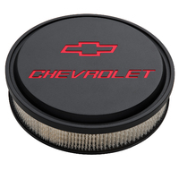 ACDelco Air Cleaners GM Licensed Chevrolet Slant-Edge Round Dropped Base Black Crinkle Chevrolet Logo Top 14 in. Diameter 3 in. Filter Height Each