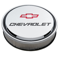 ACDelco Air Cleaners GM Licensed Chevrolet Slant-Edge Round Dropped Base Chrome Chevrolet Logo Top 14 in. Diameter 3 in. Filter Height Each